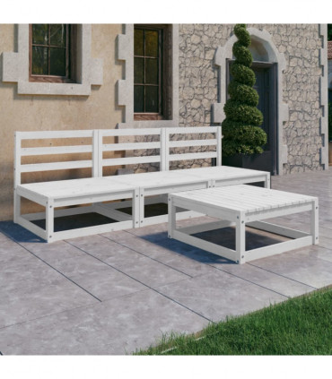vidaXL 4 Piece Garden Lounge Set White Solid Wood Pine