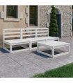vidaXL 4 Piece Garden Lounge Set White Solid Wood Pine