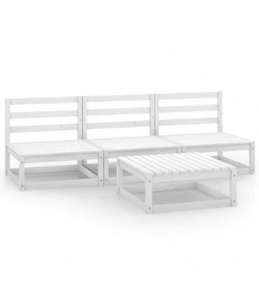 vidaXL 4 Piece Garden Lounge Set White Solid Wood Pine