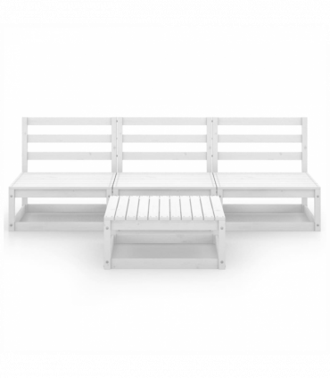 vidaXL 4 Piece Garden Lounge Set White Solid Wood Pine