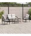 vidaXL 4 Piece Garden Sofa Set with Cushions Black Poly Rattan