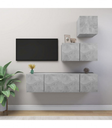 vidaXL 4 Piece TV Cabinet Set Concrete Grey Engineered Wood