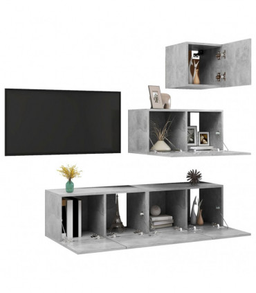 vidaXL 4 Piece TV Cabinet Set Concrete Grey Engineered Wood
