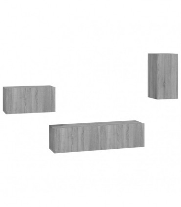 vidaXL 4 Piece TV Cabinet Set Grey Sonoma Engineered Wood