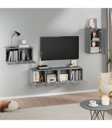 vidaXL 4 Piece TV Cabinet Set Grey Sonoma Engineered Wood