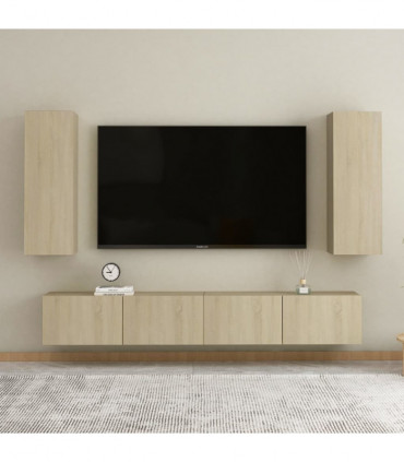 vidaXL 4 Piece TV Cabinet Set Sonoma Oak Engineered Wood