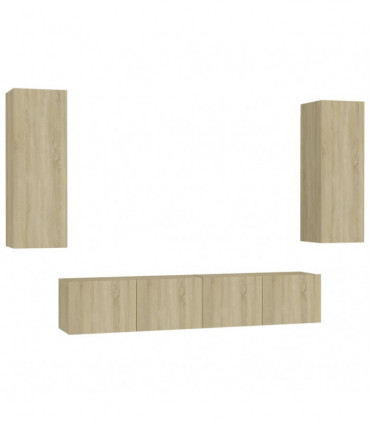 vidaXL 4 Piece TV Cabinet Set Sonoma Oak Engineered Wood