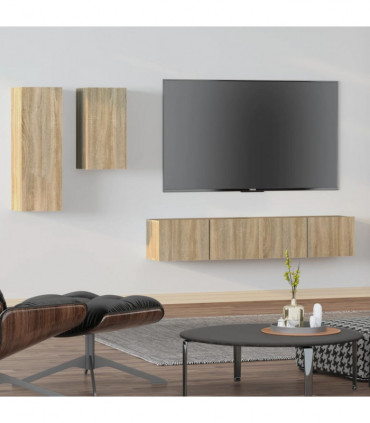 vidaXL 4 Piece TV Cabinet Set Sonoma Oak Engineered Wood