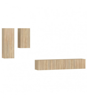 vidaXL 4 Piece TV Cabinet Set Sonoma Oak Engineered Wood