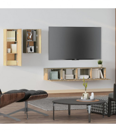 vidaXL 4 Piece TV Cabinet Set Sonoma Oak Engineered Wood