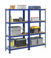 vidaXL 4-Layer Storage Shelves 2 pcs Blue Steel&Engineered Wood