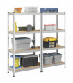 vidaXL 4-Layer Storage Shelves 2 pcs Silver Steel&Engineered Wood