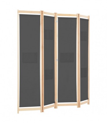 vidaXL 4-Panel Room Divider Grey 160x170x4 cm Fabric