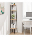 vidaXL 4-Tier Corner Shelf Light Brown and Black 45.5x31.5x150 cm