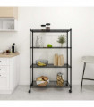 vidaXL 4-Tier Storage Shelf with Wheels 90x35x142 cm Black 200 kg