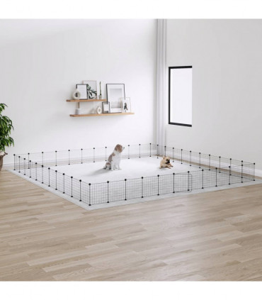 vidaXL 44-Panel Pet Cage with Door Black 35x35 cm Steel