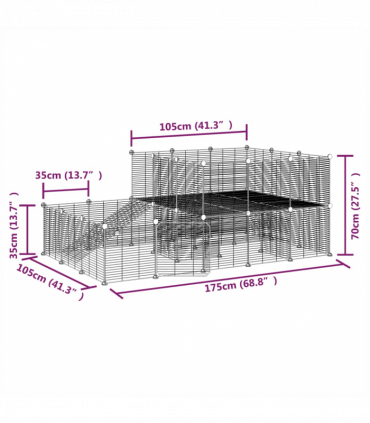 vidaXL 44-Panel Pet Cage with Door Black 35x35 cm Steel