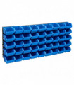 vidaXL 48 Piece Storage Bin Kit with Wall Panels Blue and Black