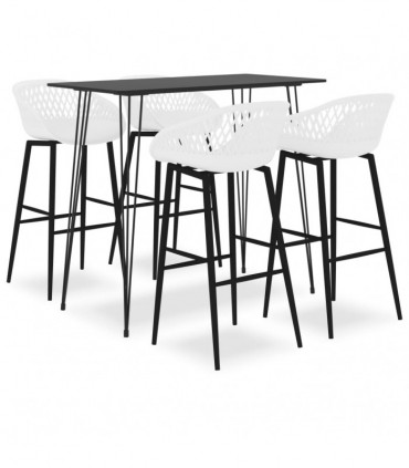 vidaXL 5 Piece Bar Set Black and White