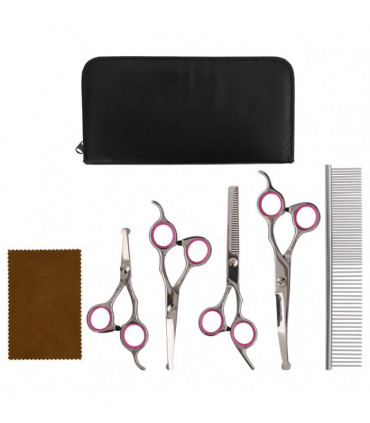 vidaXL 5 Piece Dog Grooming Scissors Set Stainless Steel