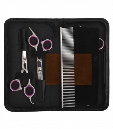 vidaXL 5 Piece Dog Grooming Scissors Set Stainless Steel