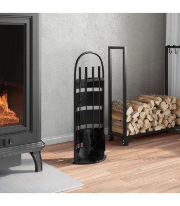 vidaXL 5 Piece Fireplace Tool Set 23x15x66 cm Steel