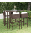 vidaXL 5 Piece Garden Bar Set with Cushions Poly Rattan Brown