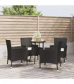 vidaXL 5 Piece Garden Bistro Set with Cushions Black Poly Rattan