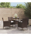 vidaXL 5 Piece Garden Bistro Set with Cushions Brown Poly Rattan