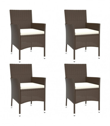 vidaXL 5 Piece Garden Bistro Set with Cushions Brown Poly Rattan