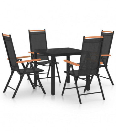 vidaXL 5 Piece Garden Dining Set Aluminium Black