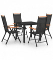 vidaXL 5 Piece Garden Dining Set Aluminium Black