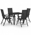 vidaXL 5 Piece Garden Dining Set Aluminium Black