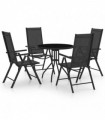vidaXL 5 Piece Garden Dining Set Aluminium and Textilene Black