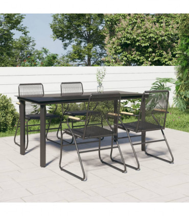 vidaXL 5 Piece Garden Dining Set Black PVC Rattan