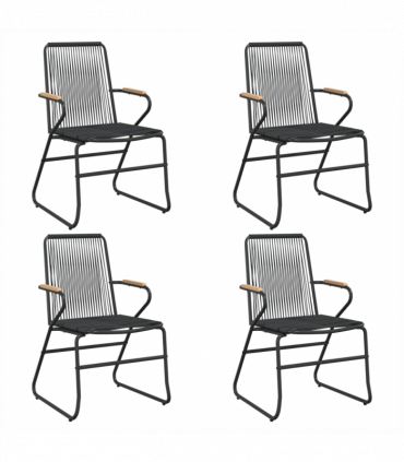 vidaXL 5 Piece Garden Dining Set Black PVC Rattan