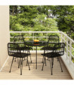 vidaXL 5 Piece Garden Dining Set Black Poly Rattan