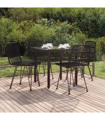 vidaXL 5 Piece Garden Dining Set Black Poly Rattan