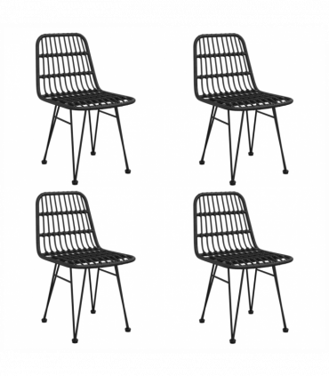 vidaXL 5 Piece Garden Dining Set Black Poly Rattan