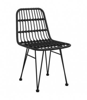 vidaXL 5 Piece Garden Dining Set Black Poly Rattan