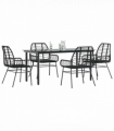 vidaXL 5 Piece Garden Dining Set Black Poly Rattan Glass