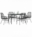 vidaXL 5 Piece Garden Dining Set Black Poly Rattan Glass