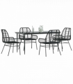 vidaXL 5 Piece Garden Dining Set Black Poly Rattan Glass