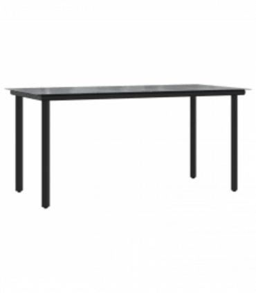 vidaXL 5 Piece Garden Dining Set Black Poly Rattan Glass