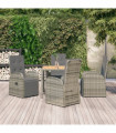 vidaXL 5 Piece Garden Dining Set Grey Poly Rattan&Solid Wood Acacia