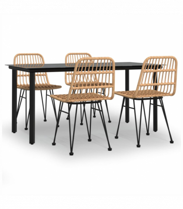 vidaXL 5 Piece Garden Dining Set Poly Rattan