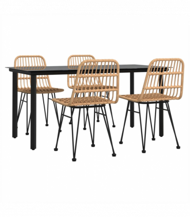 vidaXL 5 Piece Garden Dining Set Poly Rattan