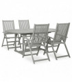 vidaXL 5 Piece Garden Dining Set Solid Acacia Wood Grey