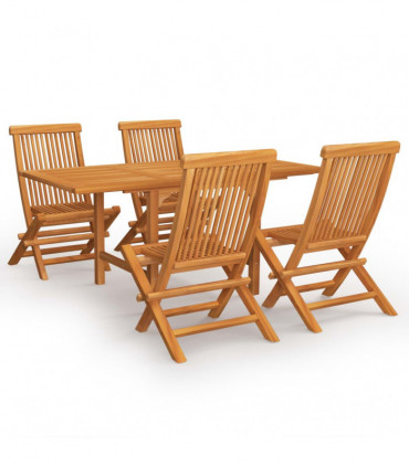 vidaXL 5 Piece Garden Dining Set Solid Teak Wood