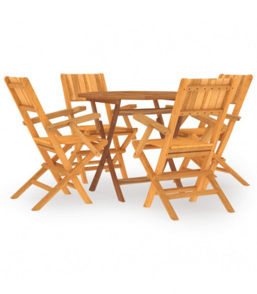 vidaXL 5 Piece Garden Dining Set Solid Wood Teak